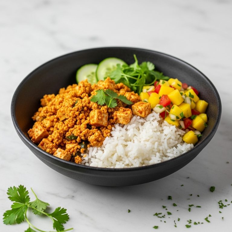 Thai Brunch Delight: Coconut Rice Bowls with Spicy Tofu Scramble & Mango Salsa
