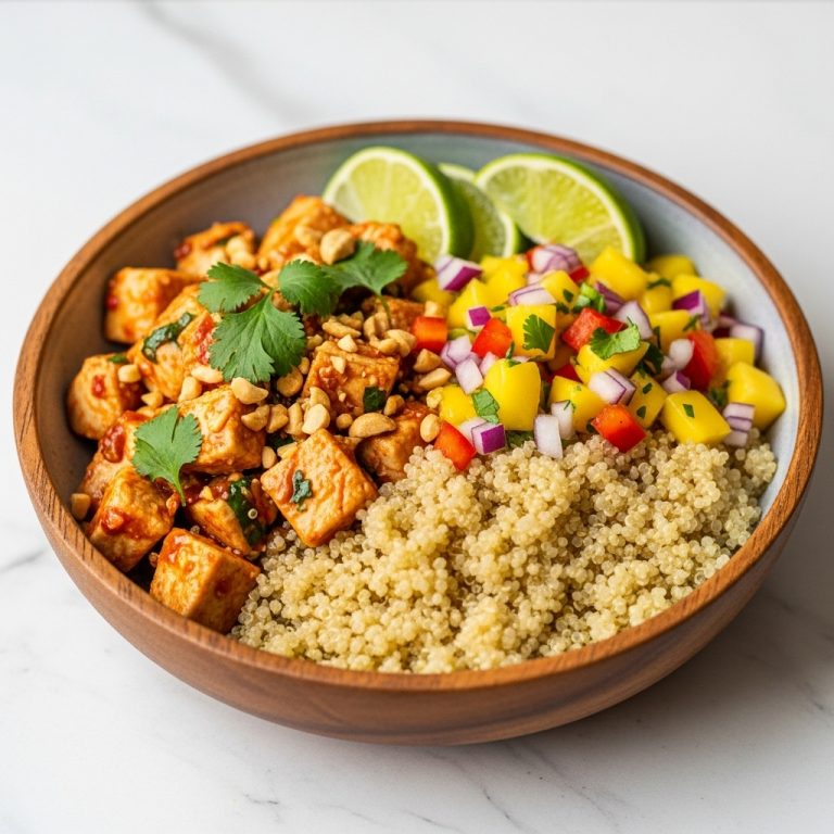Thai Chicken Protein Bowl With Quinoa and Mango Salsa
