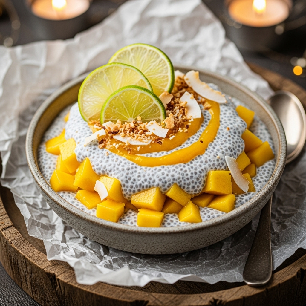 Thai Coconut Chia Pudding with Mango & Lime
