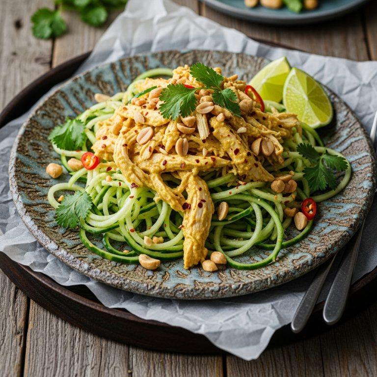 Thai Coconut Curry Chicken Salad with Cucumber Noodles