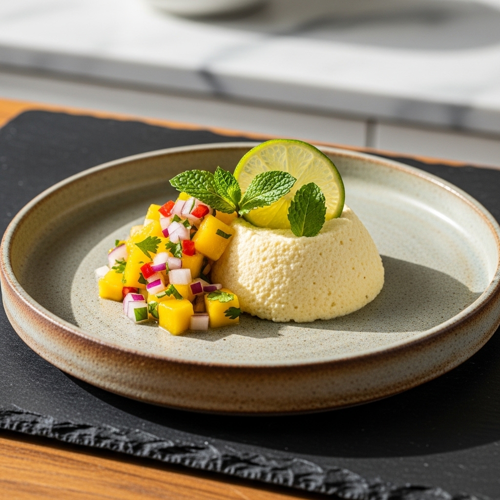 Thai Coconut Lime Mousse with Mango Salsa