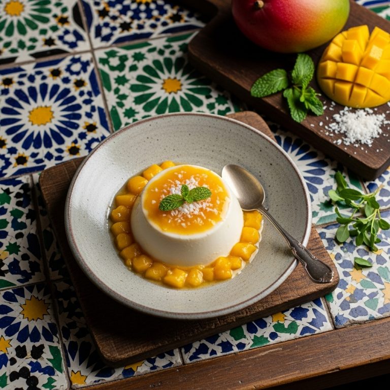 Thai Coconut Panna Cotta with Mango Compote