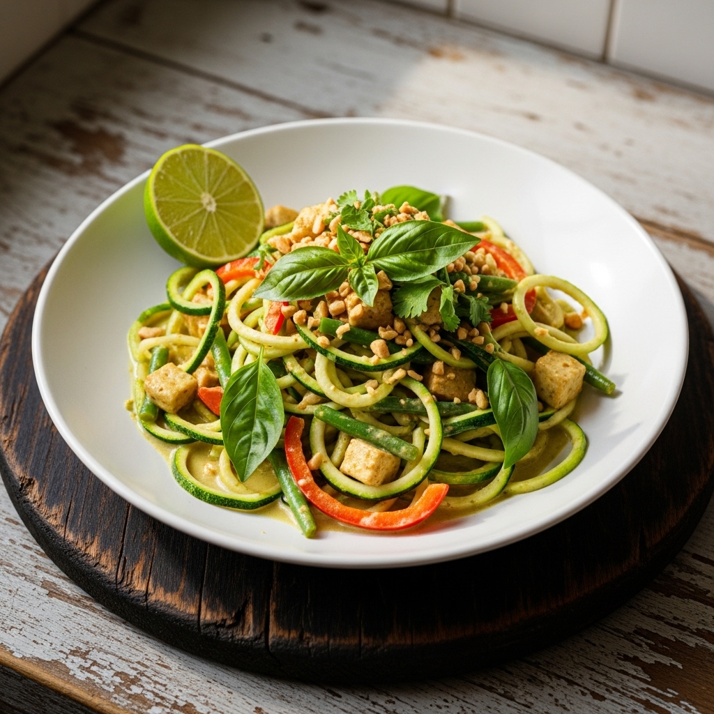 Thai Green Curry Zucchini Noodles (Keto)