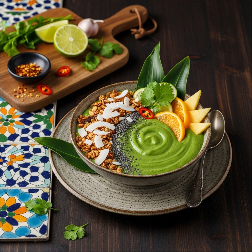 Thai Green Smoothie Bowl with Coconut Granola