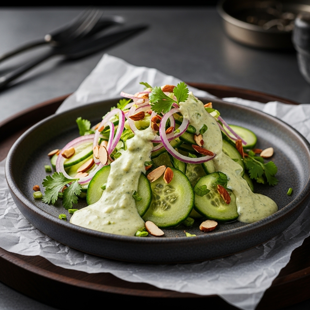 Thai-Inspired Cucumber Salad with Almond-Lime Dressing (Paleo)