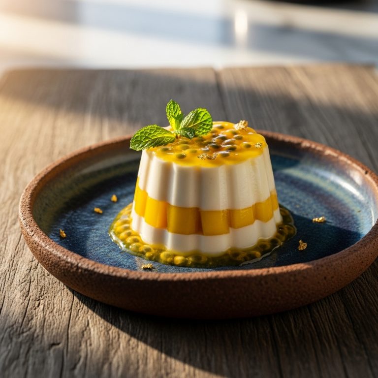 Thai-Inspired Mango Coconut Panna Cotta with Passion Fruit Glaze