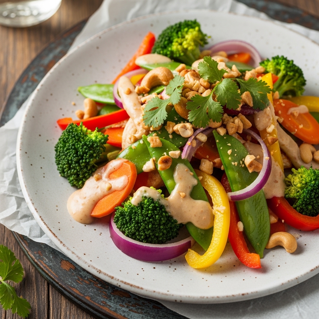 Thai-Inspired Veggie Stir-Fry with Cashew Cream Sauce