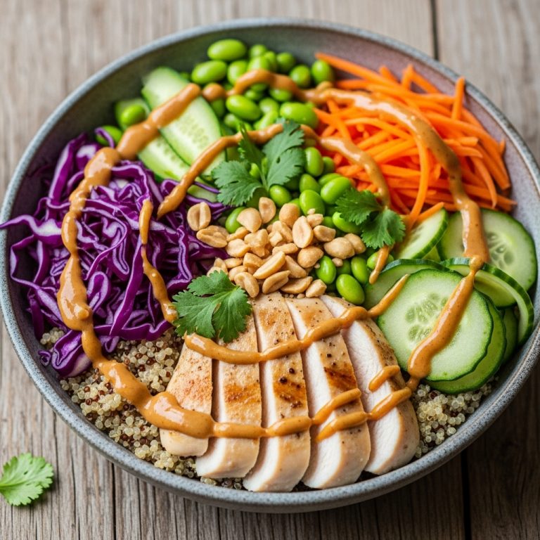 Thai Protein Power Bowl with Spicy Peanut Dressing