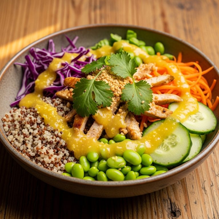 Thai Quinoa Protein Bowl with Lemon-Ginger Dressing