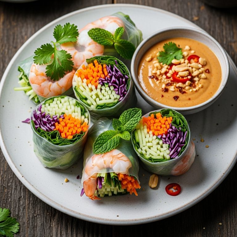 Thai Salad Rolls with Cucumber Noodles & Spicy Peanut Sauce
