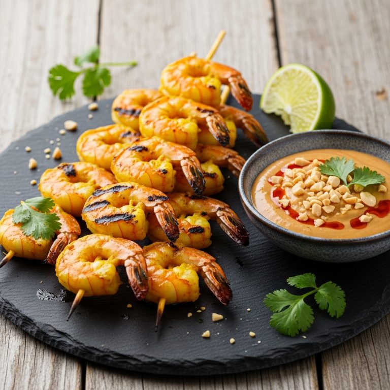 Thai Shrimp Satay Skewers with Peanut Sauce – Gluten-Free & Deliciously Aromatic
