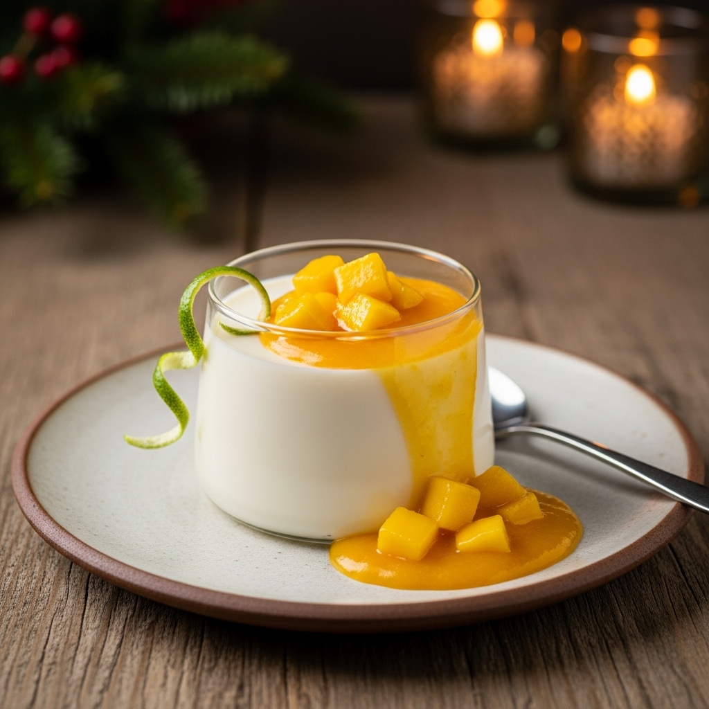 Thai Temptation – Coconut Lime Panna Cotta with Mango Coulis