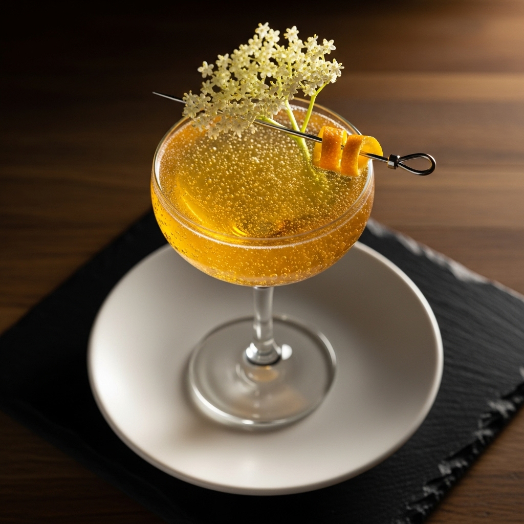 The Golden Dawn Sunrise: A Sparkling Elderflower Cocktail