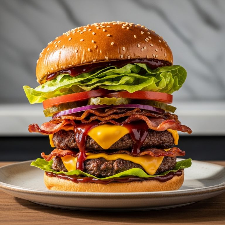 Triple Decker Smokehouse Burger Deluxe