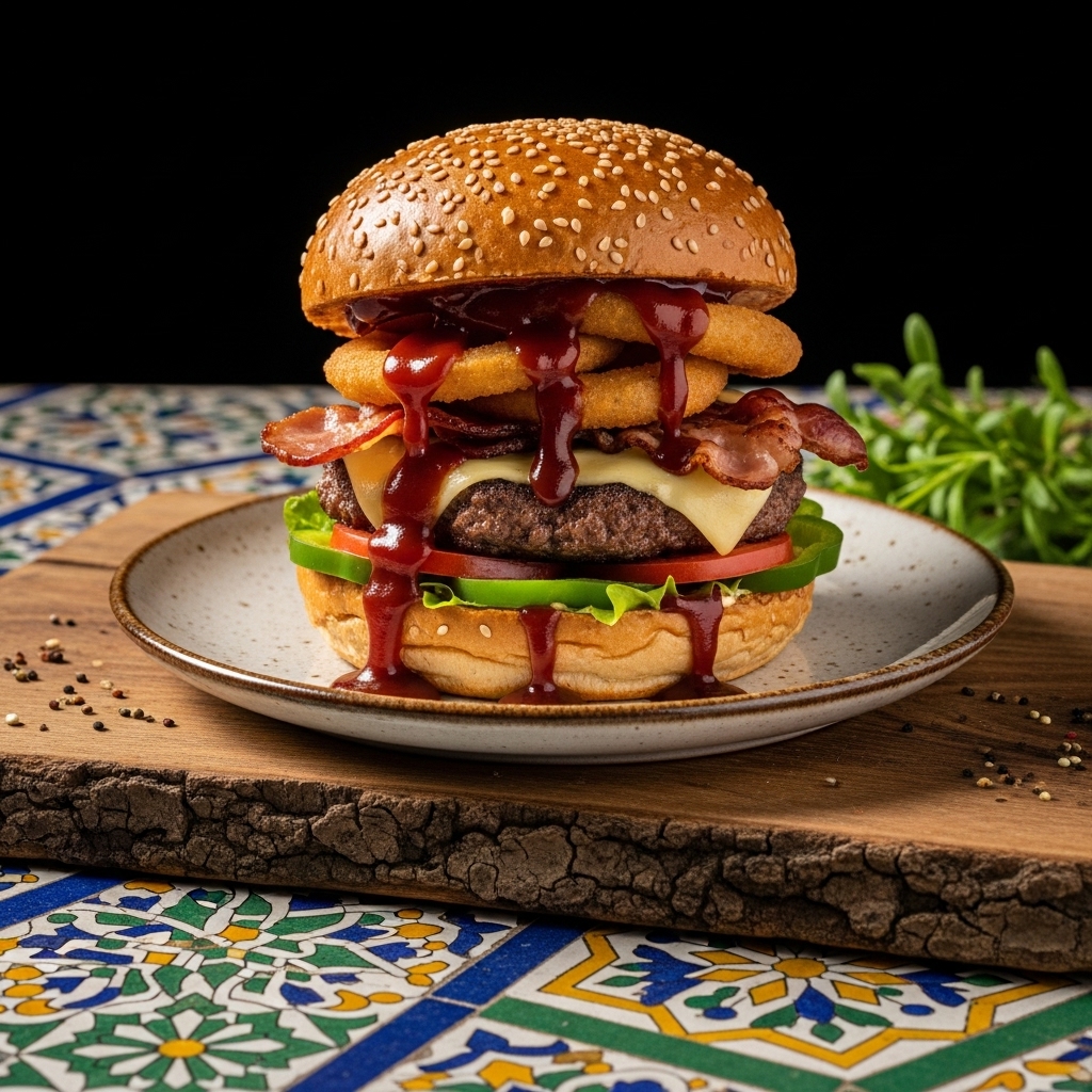 Triple-Pepper Smokehouse BBQ Burger