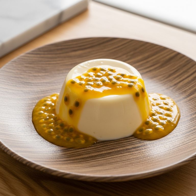 Tropical Coconut Panna Cotta with Mango-Passionfruit Sauce