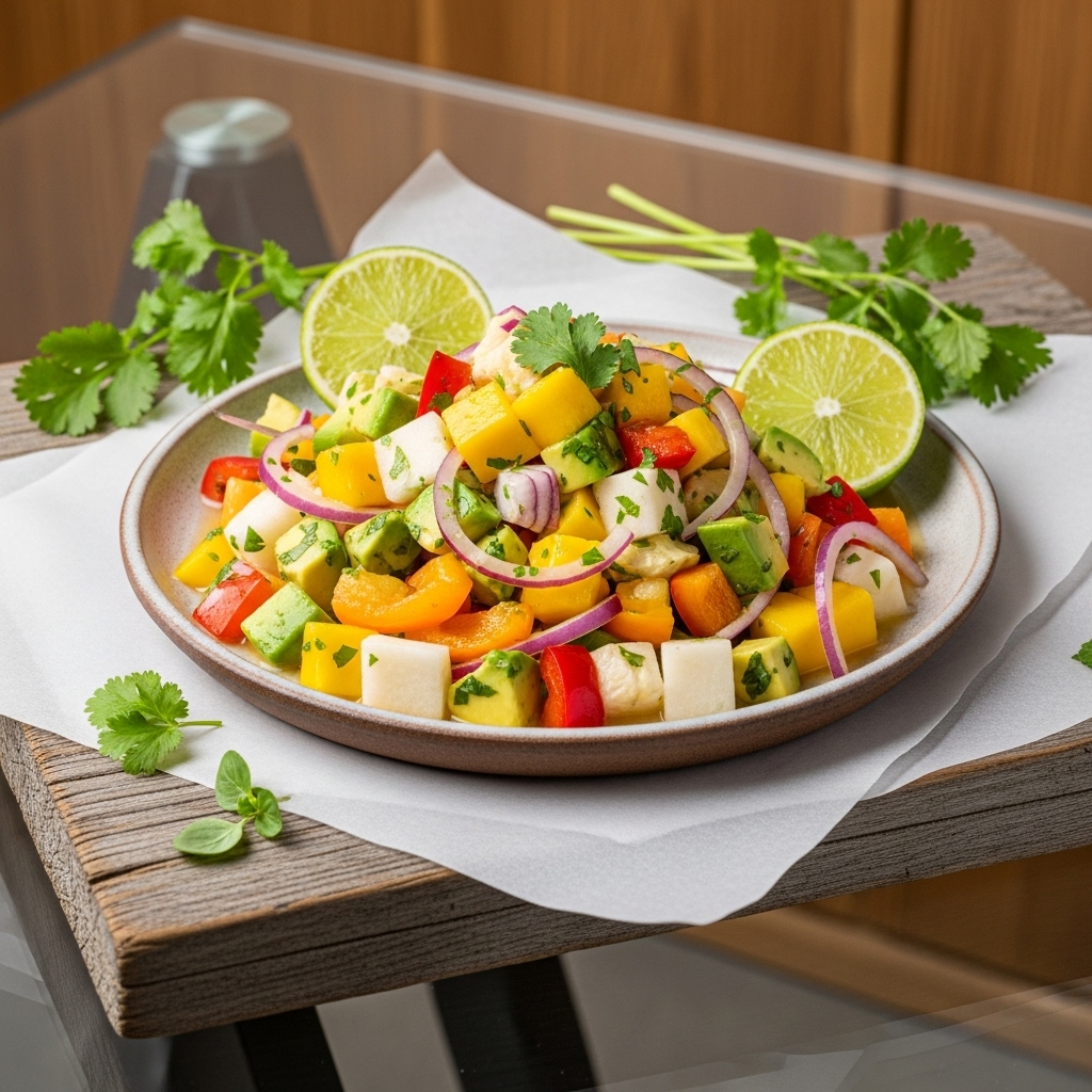 “Tropical Colombian Ceviche Delight: A Veggie-Lover’s Dream”