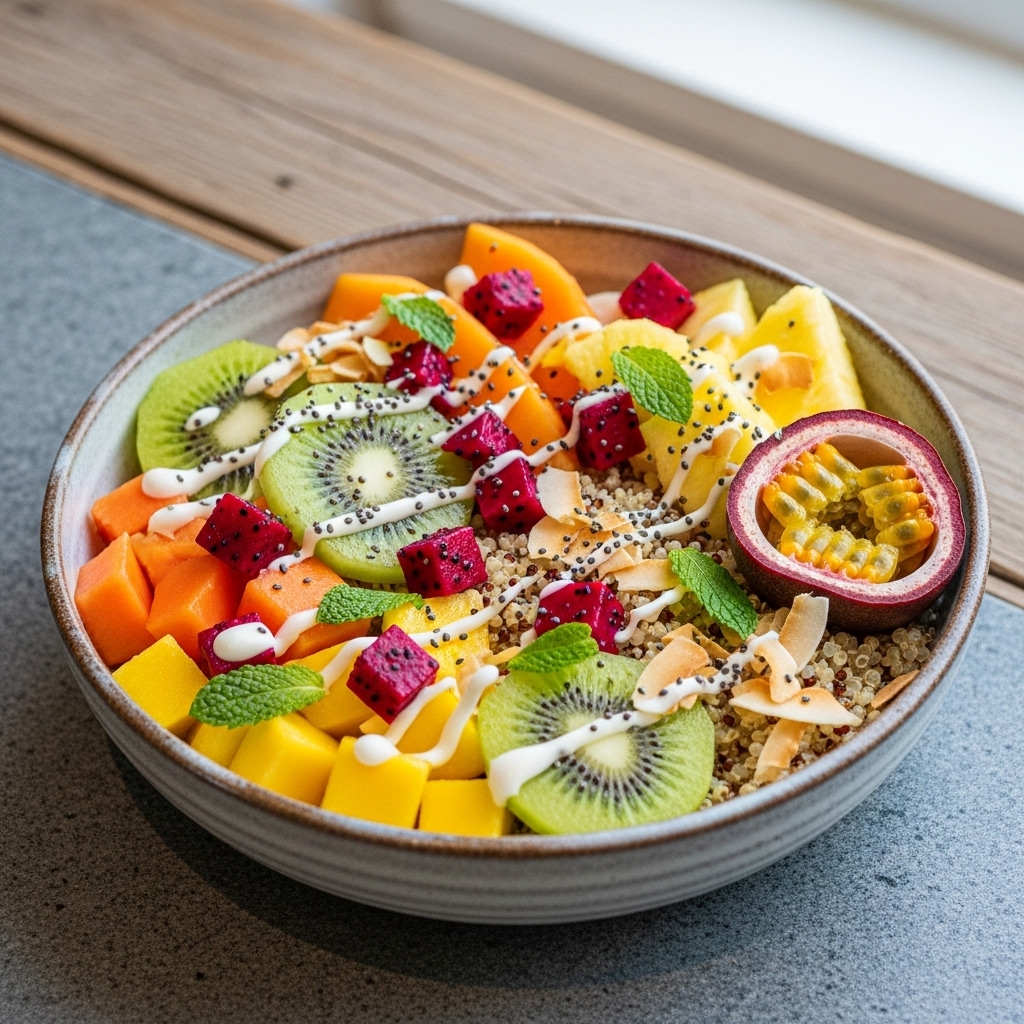 Tropical Fruit & Quinoa Polynesian Brunch Bowl – A Vegetarian Delight!