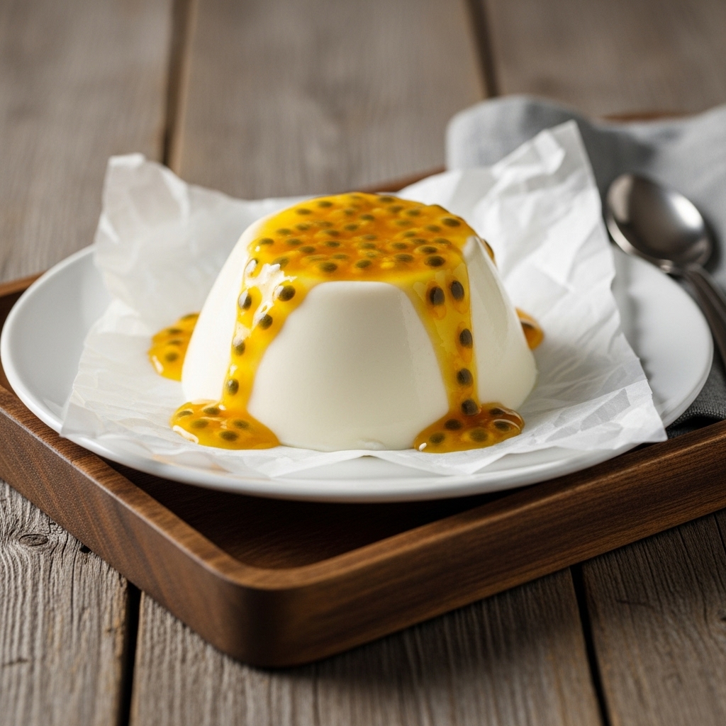 Tropical Fusion Coconut Panna Cotta with Passionfruit Glaze