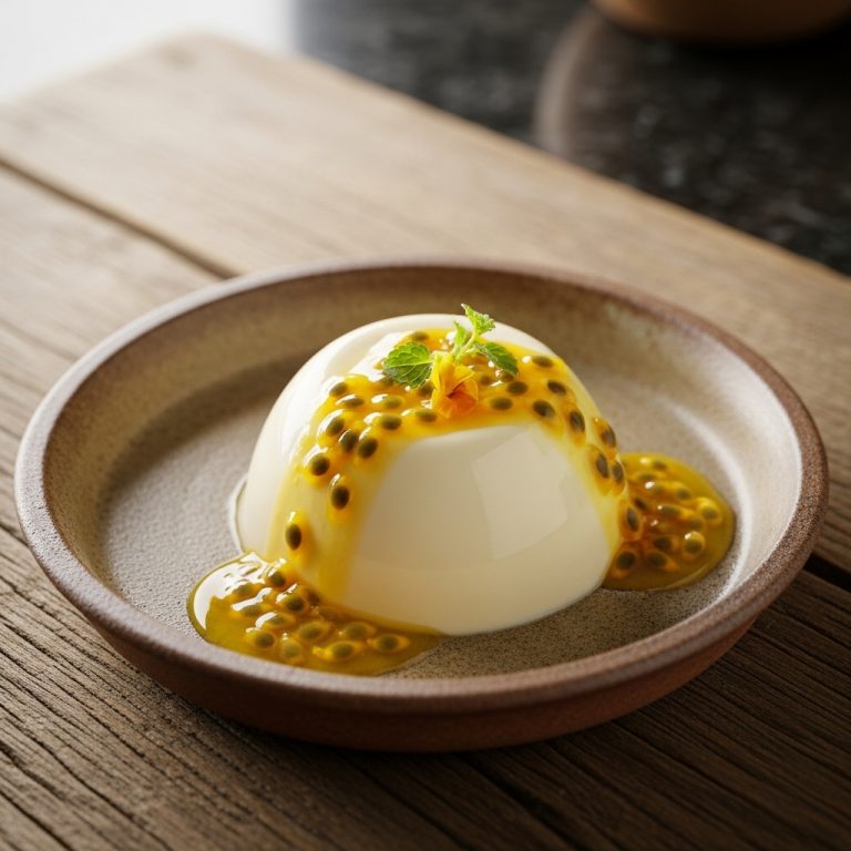 Tropical Paradise Coconut Panna Cotta with Passion Fruit Drizzle