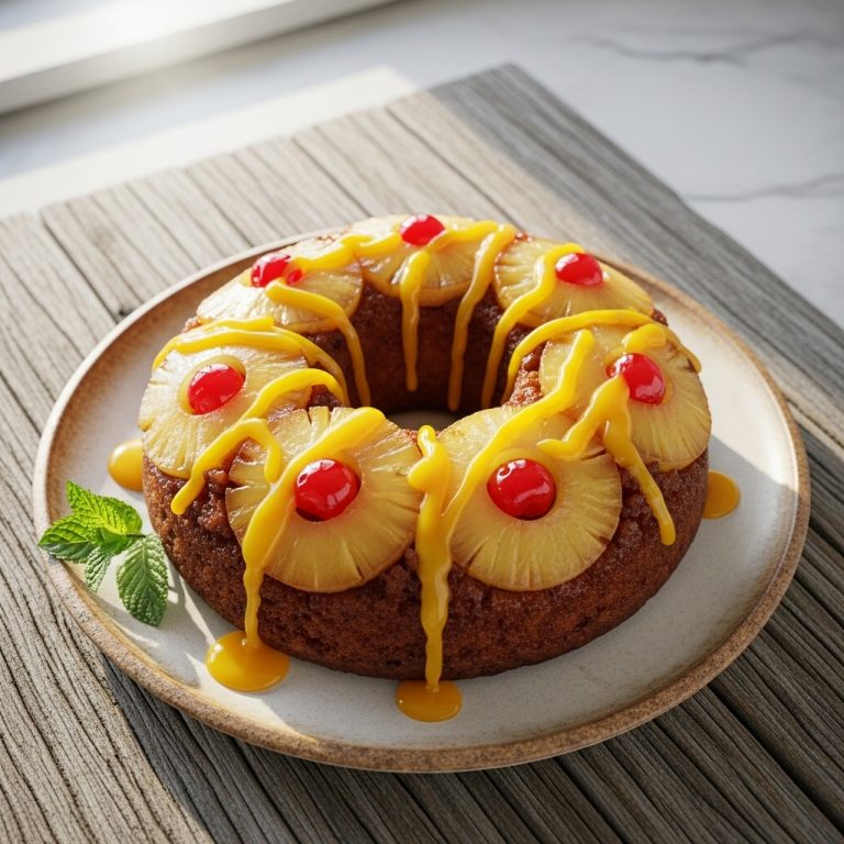 Tropical Pineapple Upside-Down Cake with Mango Glaze