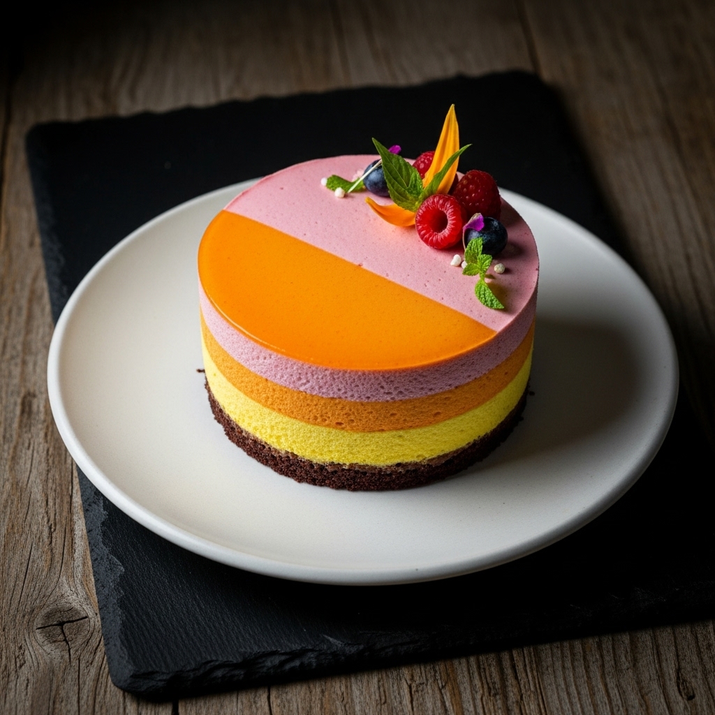 Tropical Sunrise Keto Mousse Cake