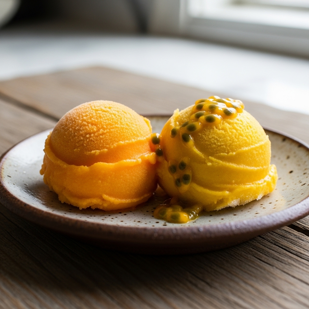 Tropical Sunset Sorbets: Mango & Passion Fruit Delight