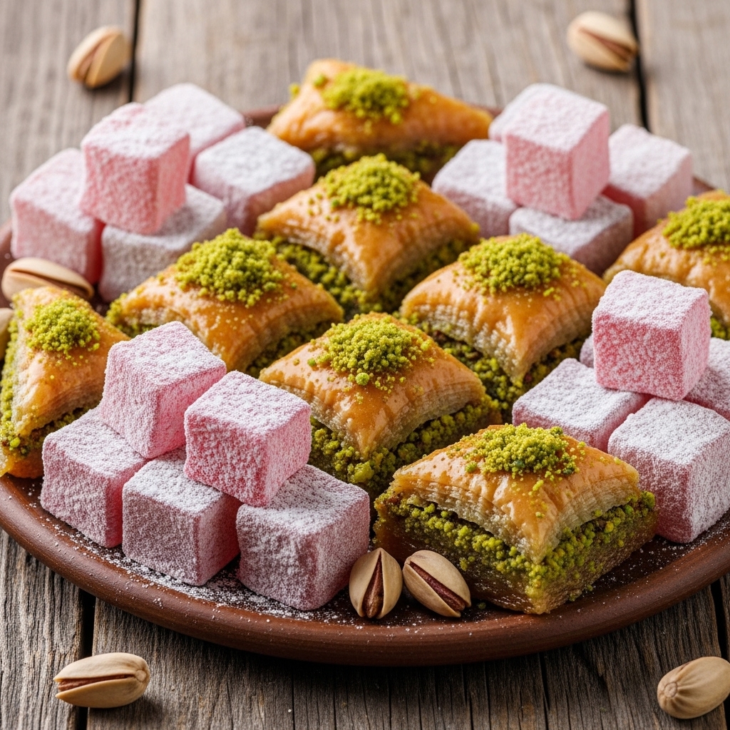 Turkish Delight: Aromatic Rosewater and Pistachio Baklava Bites