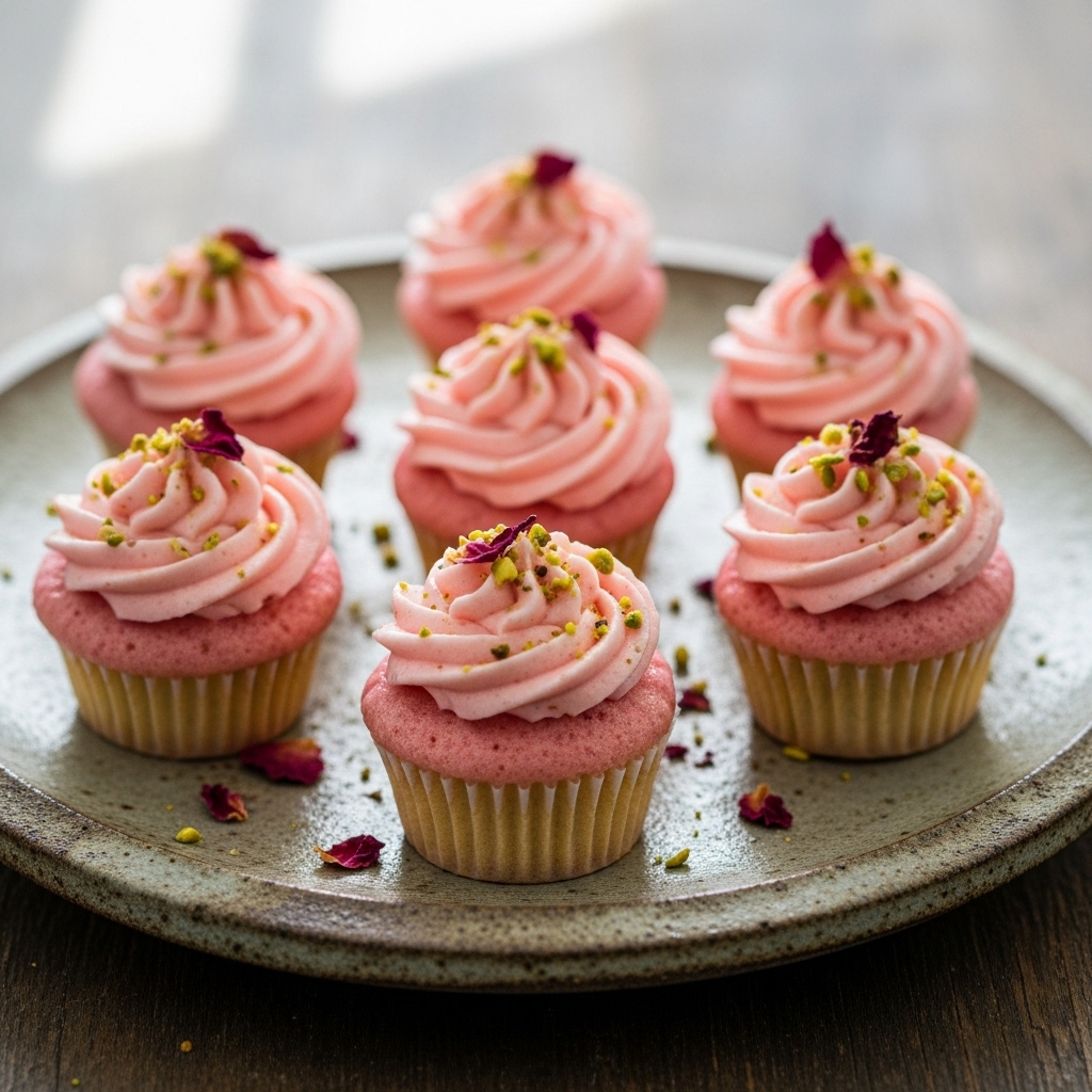 Turkish Delight Mini Cupcakes with Rosewater Glaze