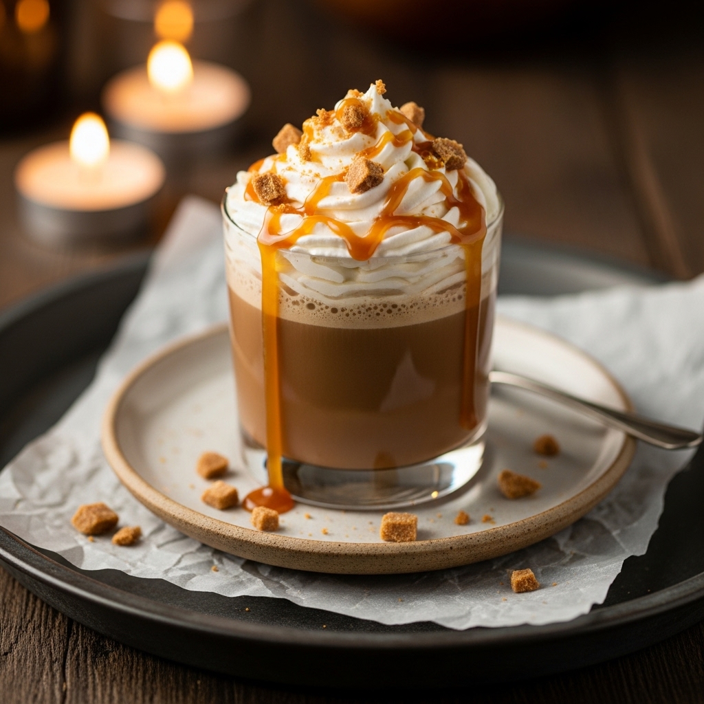 Twilight Whispers: A Vegan Caramel Toffee Mocha Mocktail