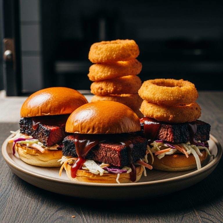 Ultimate Tailgate Game Day Dinner: Smoky BBQ Beef Brisket Sliders with Crispy Onion Rings