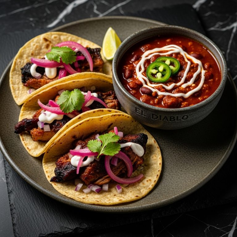 Ultimate Tex-Mex Cookout Dinner: Smoky Carnitas Tacos and El Diablo Chili