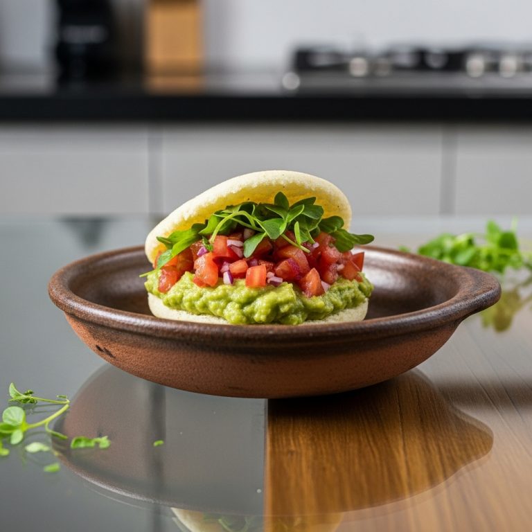 Vegan Arepa de Maizena con Guacamole y Ensalada de Tomate: A Colombian Snack for the Soul