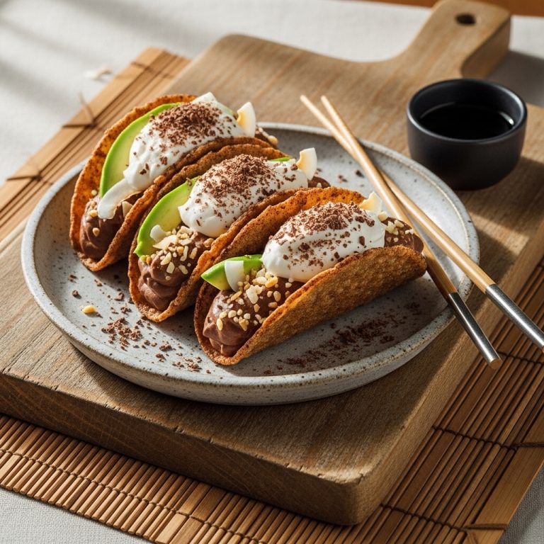 Vegan Chocolate Avocado Mousse Tacos with Coconut Whipped Cream