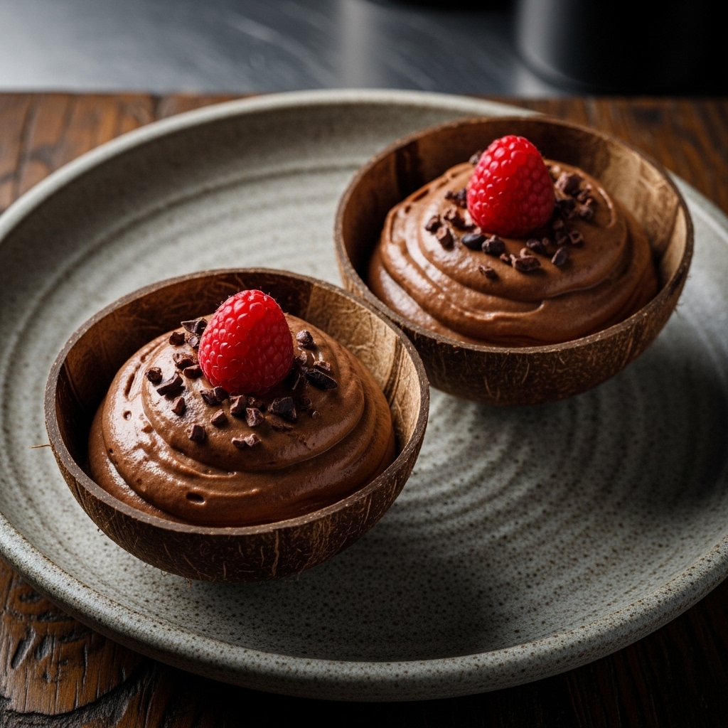 Vegan Chocolate Mousse in Coconut Cups