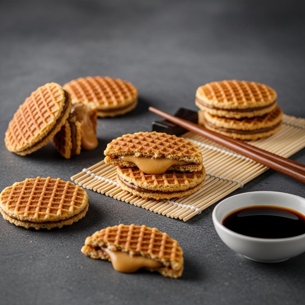 Vegan Dutch Stroopwafel Bites with Creamy Almond Filling