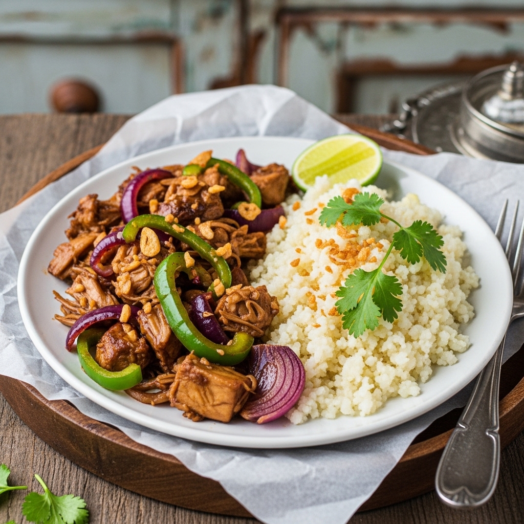 Vegan Filipino Lunch: Jackfruit Adobo & Cauliflower Rice Bowl