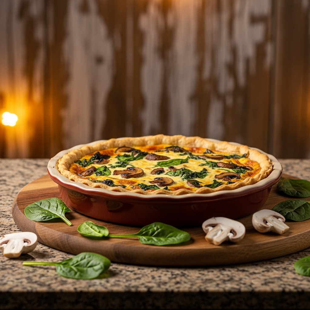 Vegan French Brunch: Delightful Tofu Quiche with Mushroom-Spinach Filling
