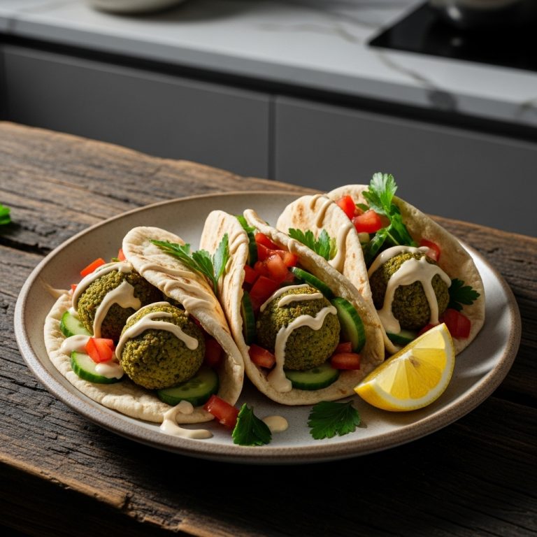 Israeli Falafel Bites with Tahini Sauce and Pita Chips