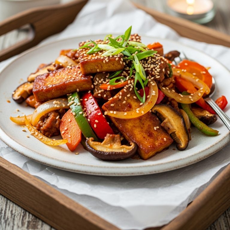 “Vegan Korean Brunch Delight: Spicy Tofu & Vegetable Bulgogi Stir-Fry”