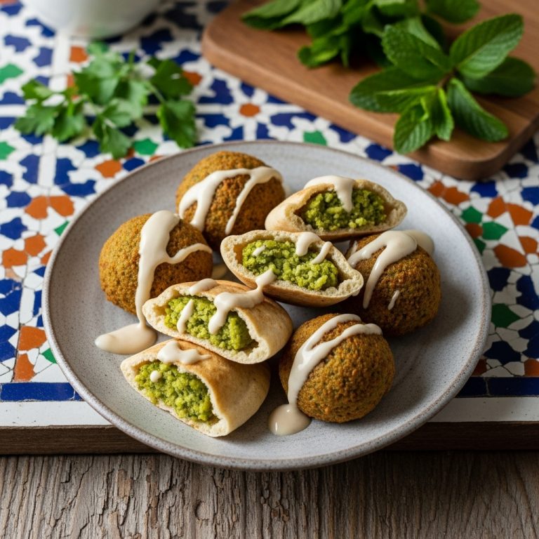 Vegan Lebanese Snack: Delightful Falafel Pita Bites with Tahini Sauce