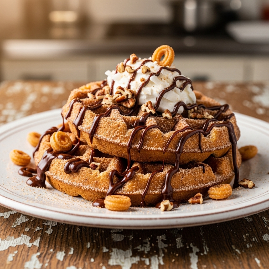 Vegan Mexican Chocolate Churro Waffles