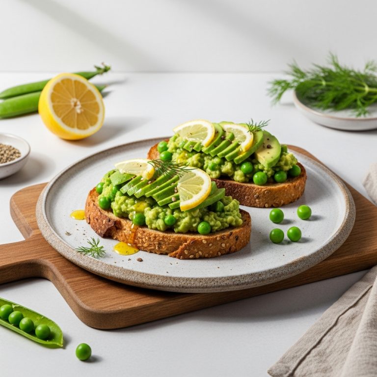 Vegan New Zealand Avocado Smashed Peas on Toast with Lemon-Dill Drizzle