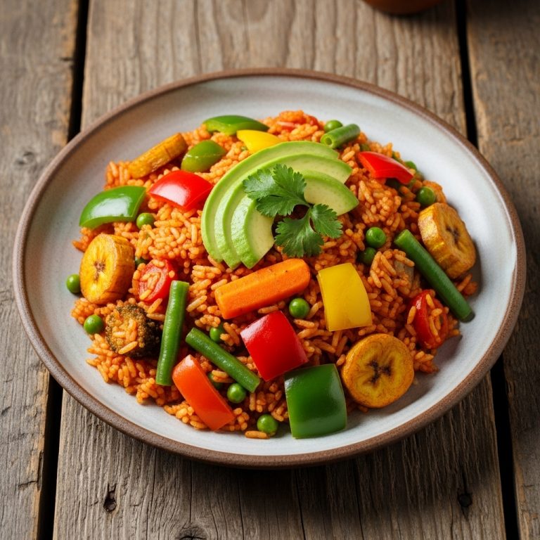 Vegan Nigerian Delight: Mouthwatering Vegetable Jollof Rice Bowl