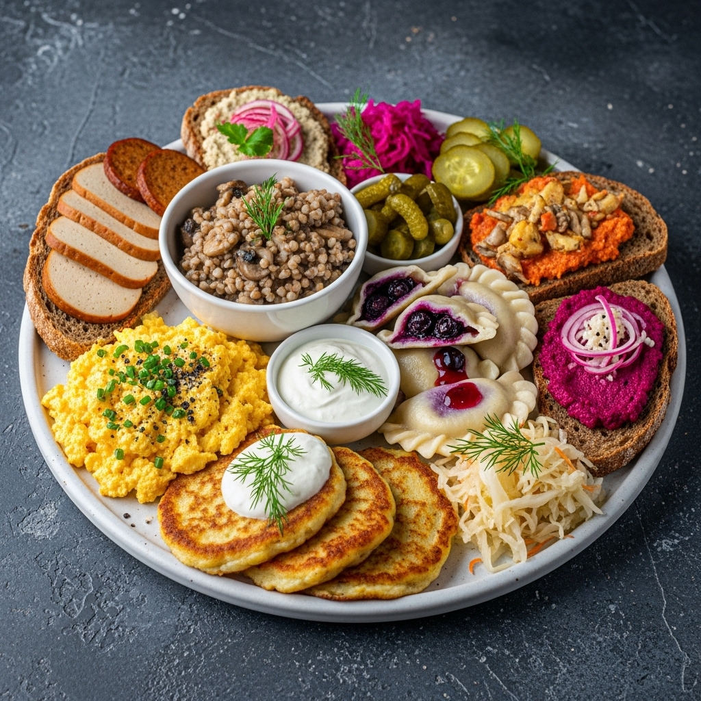 Vegan Polish Breakfast Platter: A Mouthwatering Vegetarian Feast for Six