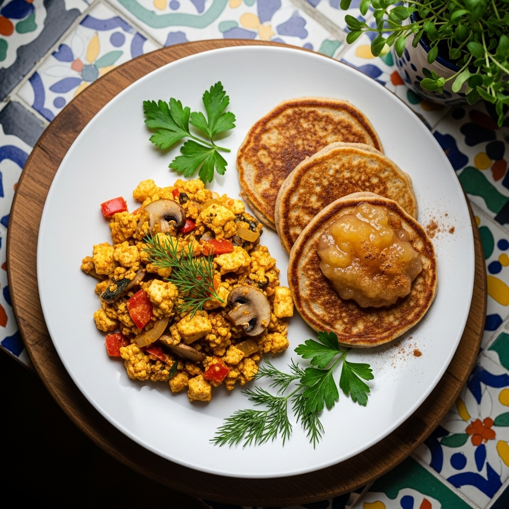 Vegan Polish Brunch: Delightful Tofu Scramble & Rye Pancakes