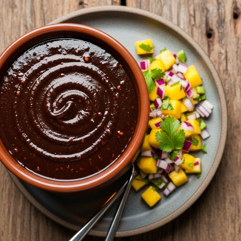 Vegan Tex-Mex Chocolate Chili Fondue with Mango Salsa