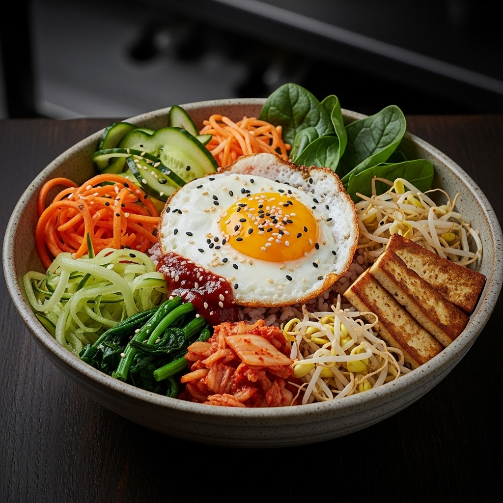 Vegetarian Korean Lunch Bowl: A Mouthwatering Symphony of Texture and Flavor