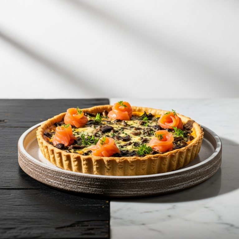Vegetarian Russian Snack: Delectable Mushroom Quiche With Smoked Salmon