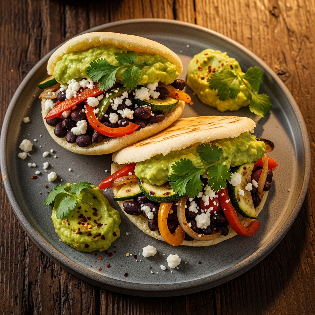 “Veggie Arepas with Avocado-Tomatillo Salsa – A Culinary Journey to Venezuela”